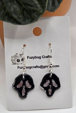 Handmade Ghost Face Halloween Earrings Horror Movie Inspired Black Dangle Goth